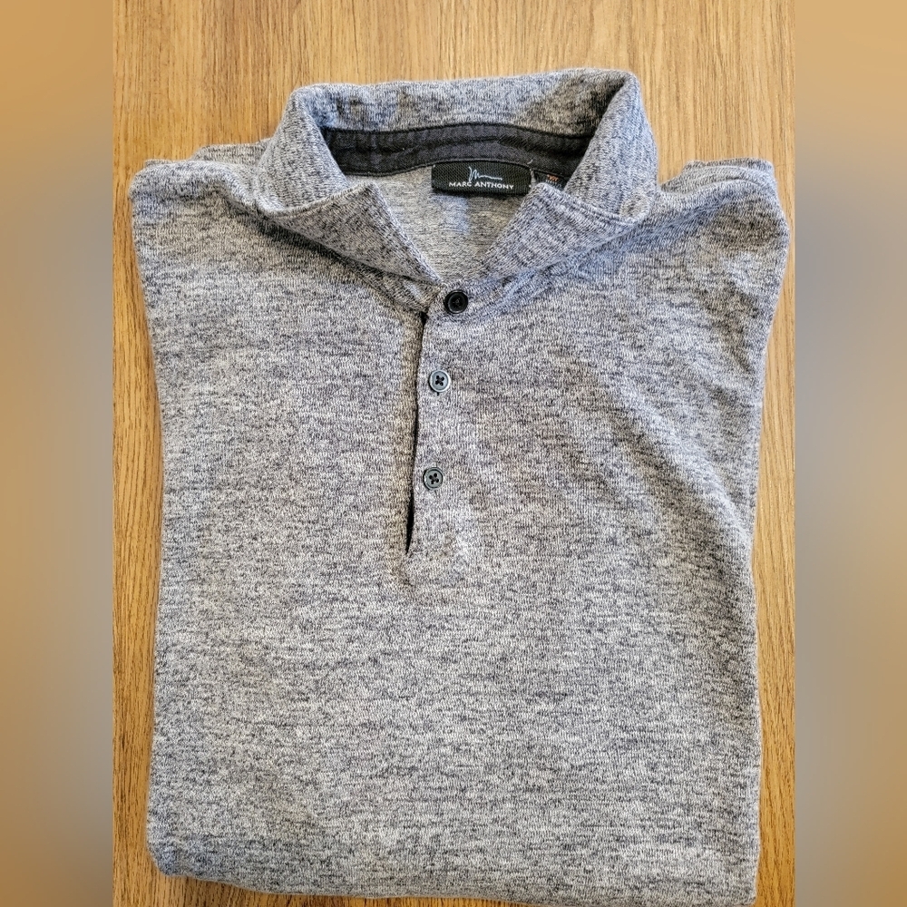 Mens Marc Anthony Long Sleeve Grey Polo XL